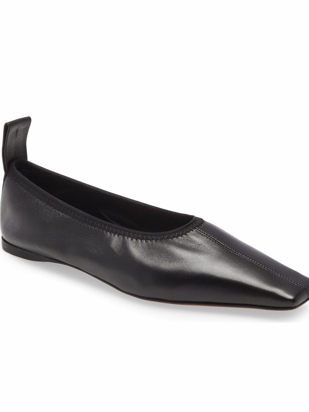 Proenza Schouler Trap Square-Toe Ballet Flat Black Leather